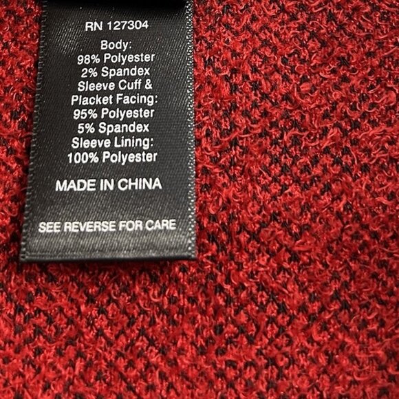 Ali Miles Red Plaid Jacket Women’s Size Large Petite PL Soft Knit - Picture 4 of 8